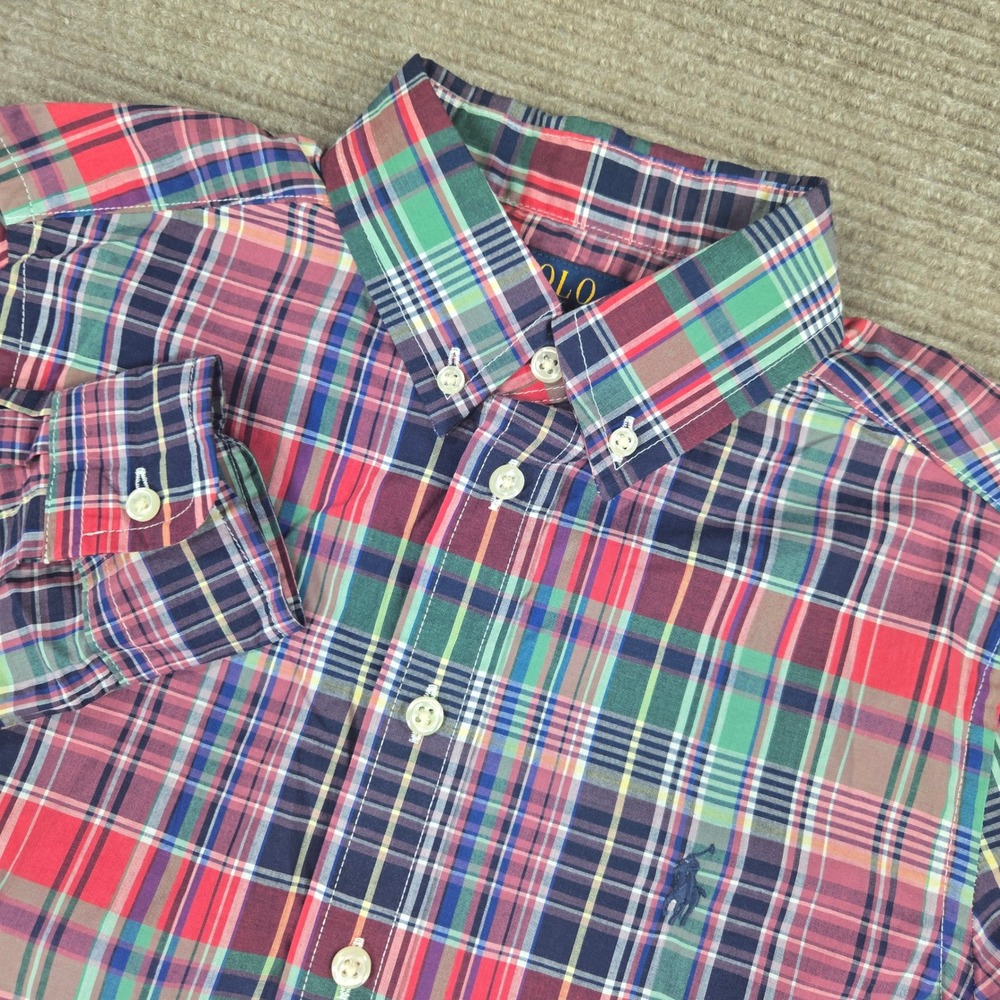 Polo Ralph Lauren Kids M (10-12) Multi-Color Plaid Natural Stretch Button Down